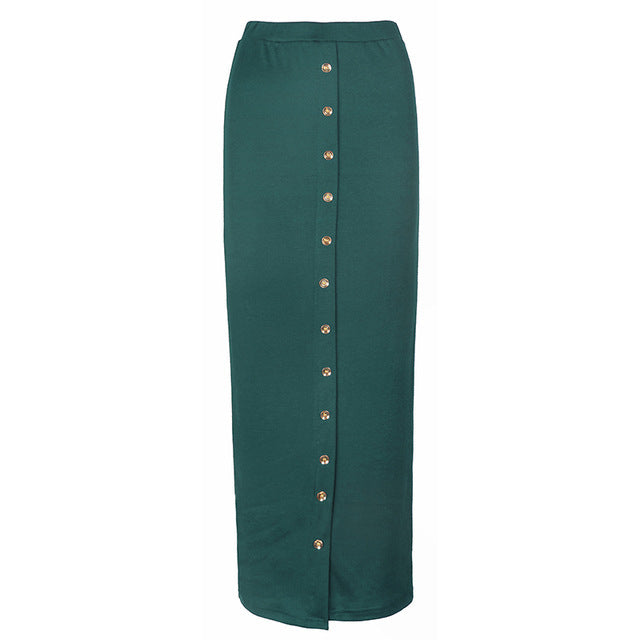 Half-Length Skirt Muslim Button Ladies Pencil Skirt