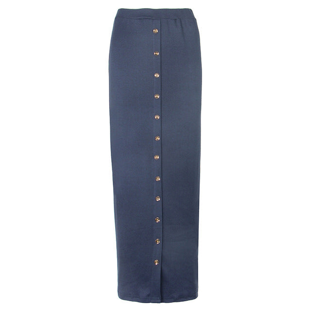 Half-Length Skirt Muslim Button Ladies Pencil Skirt